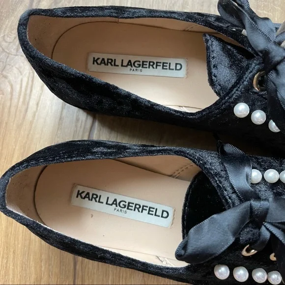 Karl Lagerfeld Black Velvet Izzy2 Flats Size 7.5 - Picture 7 of 8